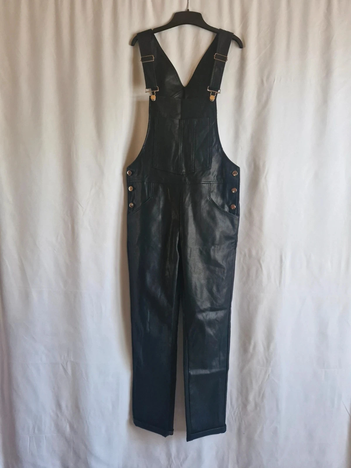 Salopette Drôle de Copine Paris noire effet cuir taille S style rock chic